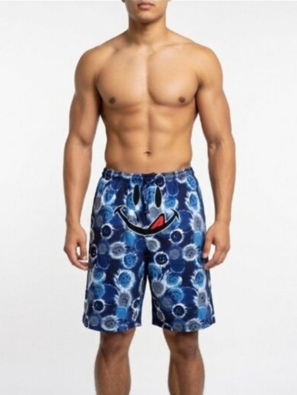 Joe Boxer Men's Blue Tie-Dye Cotton Lounge Smiley Graphic Shorts Size XXL